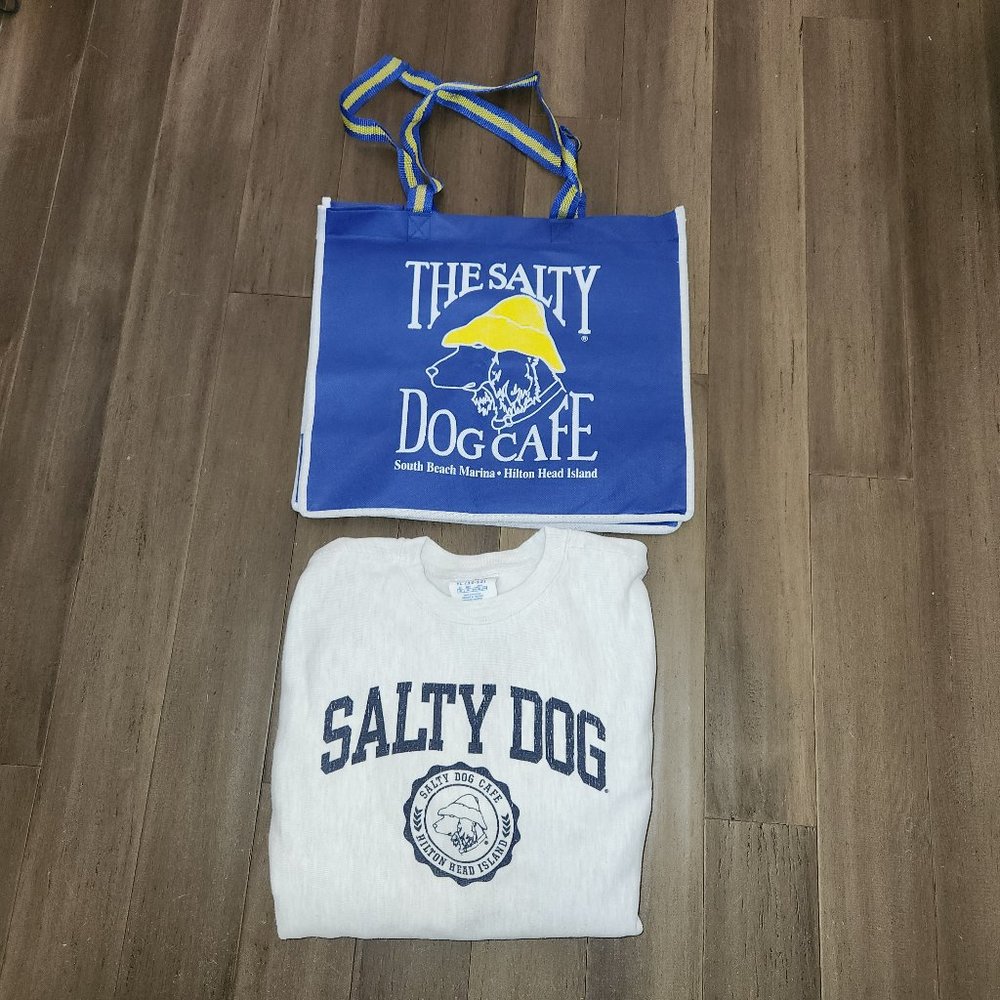 Champion Salty Dog crewneck + Tote, Youth Large, Women's XSmall